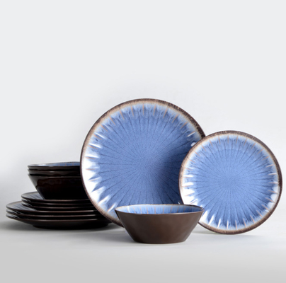 12 Pcs Melamine Crockery Set Unbreakable Chip Resistant