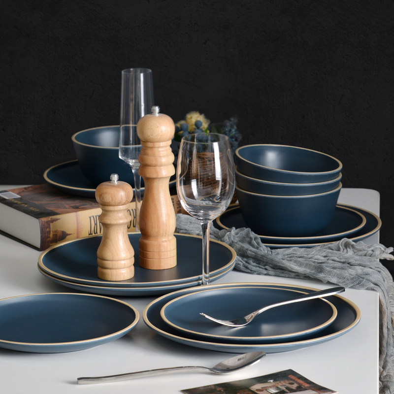 12 Piece Nautical Plastic Melamine Dinnerware Sets Modern Style Non Breakable
