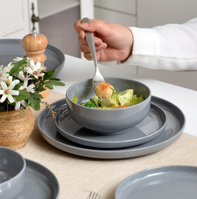 Melamine Dinnerware Sets Plates And Bowls Sets 12Pcs Dishes Set For 4 Melamine Plates Outdoor Dinnerware Set Lightweight