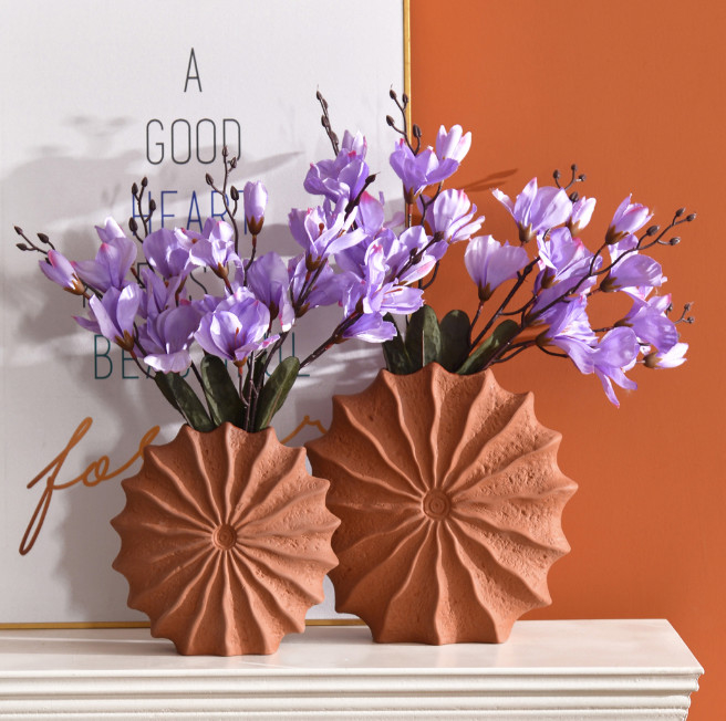 Ceramic Vase for Home Decor Set of 2,Terracotta Vase,Vases for Flowers,Dried Flower Vase,Cutting Flower Vase, Fall Decor