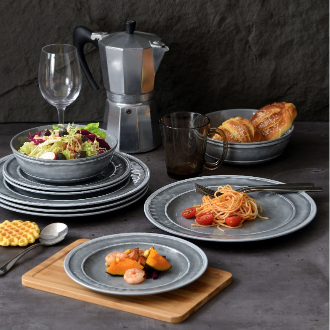 Melamine Dinnerware Sets, Plates and Bowls Sets, 12Pcs Dinnerware Sets for 4 Dish Set for Camping Indoor and Outdoor Use
