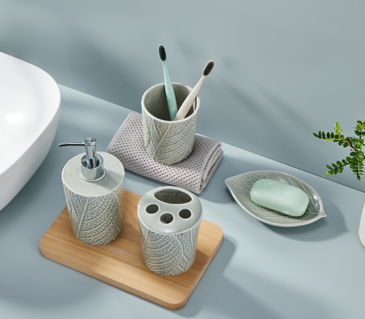 Toothbrush Holders,Ceramic Bathroom Accessories Set,Thanksgiving Day Gift,Bathroom Decor, Soap Dispenser Bathroom,Hand P