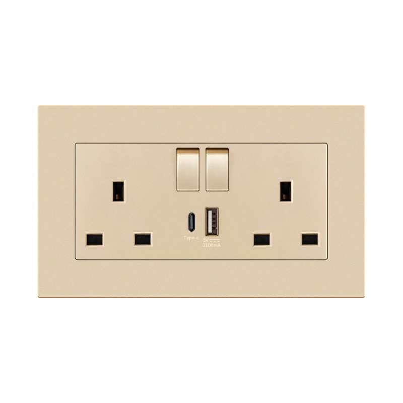 Melamine Charging Light Switch Panel 13A 16A USB Type C Multi Hole Socket