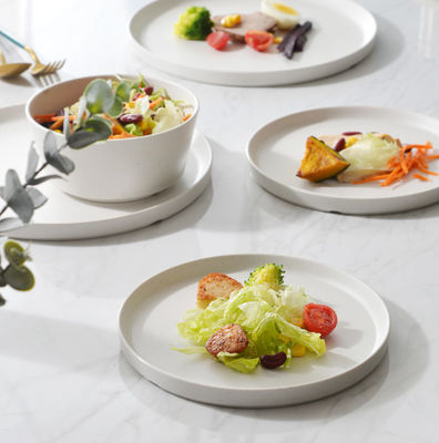White 12 Pc Melamine Dinnerware Set For Outdoor Indoor Use