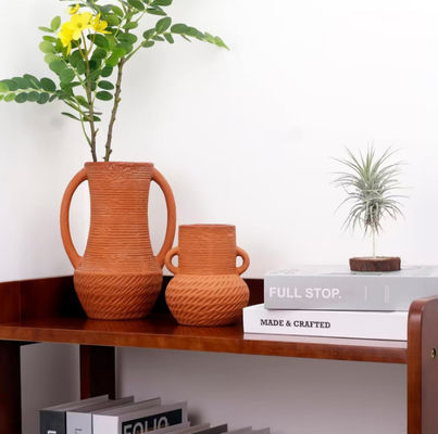 Wide Mouth Ceramic Flower Vase Decor Rustic Home