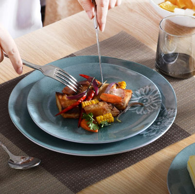 Blue Green Camping Melamine Dinner Set For Indoor And Outdoor