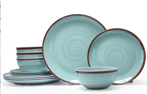 Green 12 Pc Melamine Dinnerware Set Plates And Bowls Morden