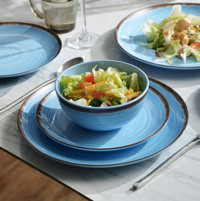 4 People PCS 12 Melamine Dinnerware Set Blue Color