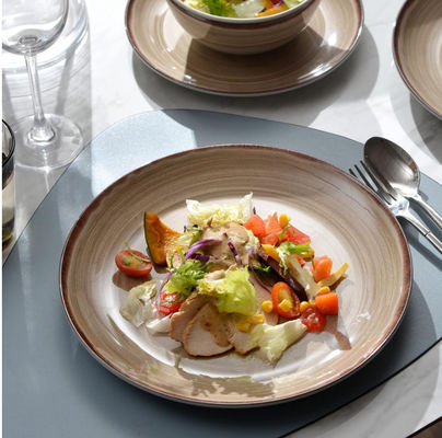 Brown Color Plates Melamine Set Chip Free Round