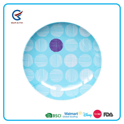 Blue Glossy Round Melamine Plate Tableware High Durability For Restaurant