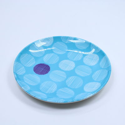 Blue Glossy Round Melamine Plate Tableware High Durability For Restaurant