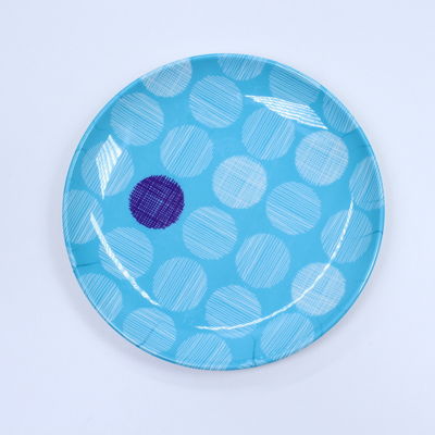 Blue Glossy Round Melamine Plate Tableware High Durability For Restaurant