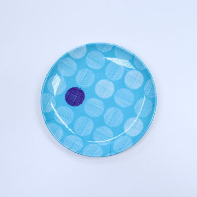 Blue Glossy Round Melamine Plate Tableware High Durability For Restaurant
