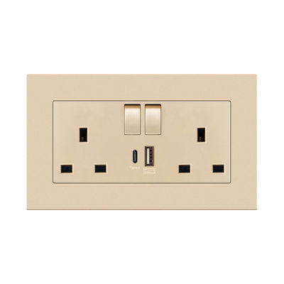 Melamine Charging Light Switch Panel 13A 16A USB Type C Multi Hole Socket