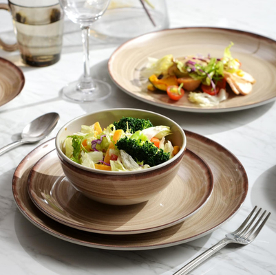 Brown Color Plates Melamine Set Chip Free Round